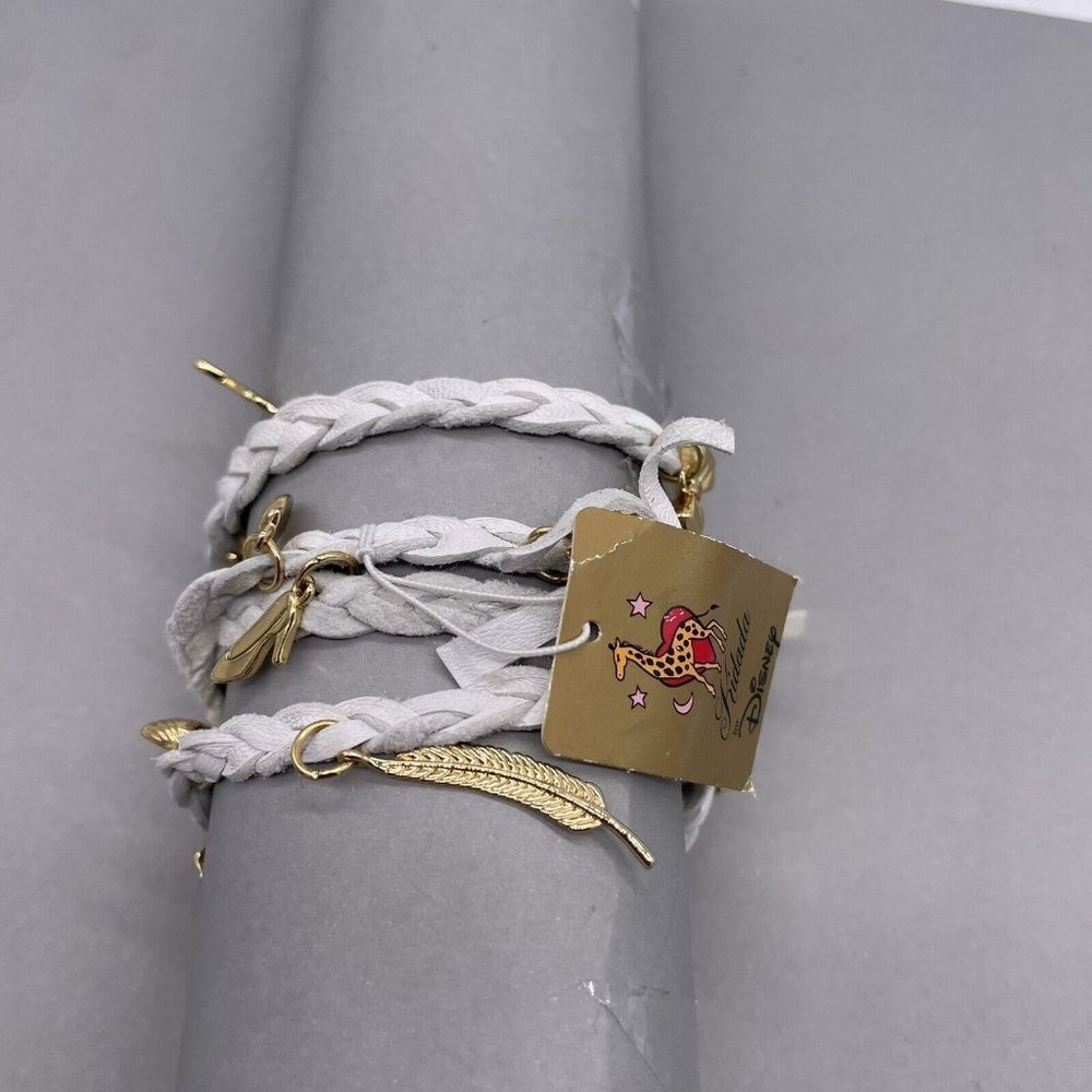 Kidada for Disney Couture Princess Charm Wrap Bracelet White Leather and Gold